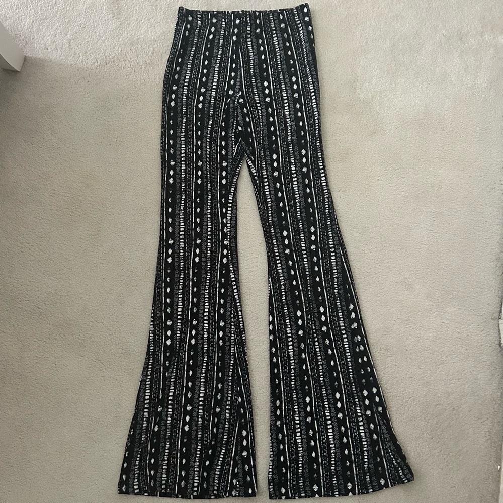 Forever 21 Black Boho Flare Pants High Rise Stretch Bell Bottom Pants